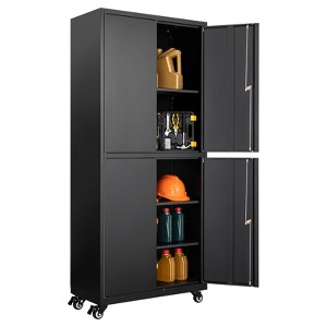 Mlezan Metal Garage Cabinet: Locking Doors, Adjustable Shelves, 4 Wheels. 73" Steel Cabinet for Garage or Warehouse Tool Storage. - 1 of 4