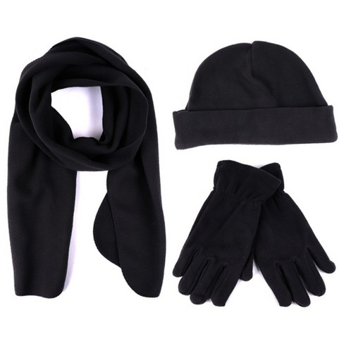 Solid Fleece 3-piece Gloves Scarf Hat Winter Set For Men : Target