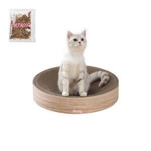THE LICKER STORE Nelson Modern Cardboard Round Bowl Cat Scratcher with Catnip - 1 of 4