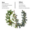 6 FT Pre-Lit Holiday Garland with 20 LED Lights for Front Door, Red & White Christmas Decoration with Bows, Berries, Ball Ornaments Xmas Flowers - 3 of 4