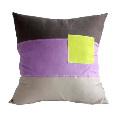 Slickblue 19.7"x19.7" Patchwork Knitted Fabric Decorative Pillow Cushion with Down Alternative Fill, 2 Color Options
