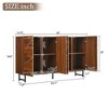 Lyngins Sideboard Buffet Cabinets with 4 Doors,Iron Legs,Coffee Bar Cabinets,Credenzas for Kitchen,Entryway - 3 of 4
