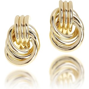 Jean Beau Chunky Gold Stud Earrings for Women Trendy Gold Plated Dangle Drop Wedding Prom Birthday Fashion Jewelry Gift - 1 of 4
