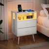 Dolonm Nightstand Set of 2,Nightstand with Power Outlet & USB Ports, Bedside Table with 3 Fabric Drawer & LED Light,for Bedroom - 3 of 4