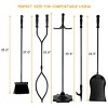 Tangkula Fireplace Tool 5 sets Pendant Tongs Fire Hook Brush Shovel Black w/ 31" Pedestal Base - 4 of 4