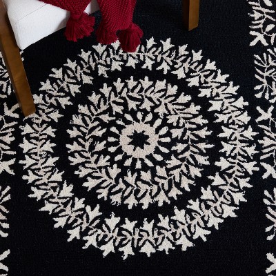Empire Black and Ivory Hand-Tufted Wool Area Rug