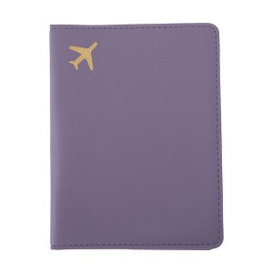 Unique Bargains Gold-stamped Airplane Pattern Passport Holder 1 Pc - 1 of 4
