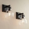 Possini Euro Design Bellis Industrial Wall Light Sconces Set of 2 Black Hardwire 6 1/4" Fixture Clear Glass for Bedroom Bathroom - image 2 of 4