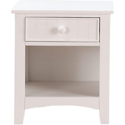 ORRD 1-Drawer Nightstand with Open Shelf, White Solid Wood Finish