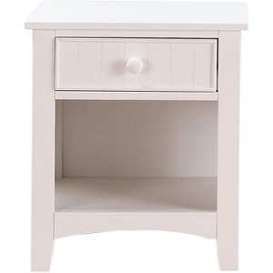 ORRD 1-Drawer Nightstand with Open Shelf, White Solid Wood Finish - 1 of 4