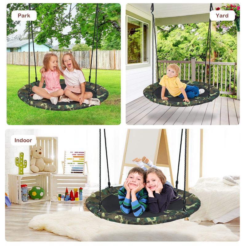 Tangkula 40" Flying Saucer Tree Swing Set Outdoor Round Swing w/Adjustable Hanging Ropes for Children Tree Park Backyard, 5 of 11