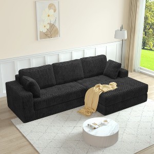 NicBex Couches for Living Room L shape Modular Sectional Sofa Left Sofa Seat Corduroy Upholstered Compressed Sofa Couch Unfold Into a Bed - 1 of 4