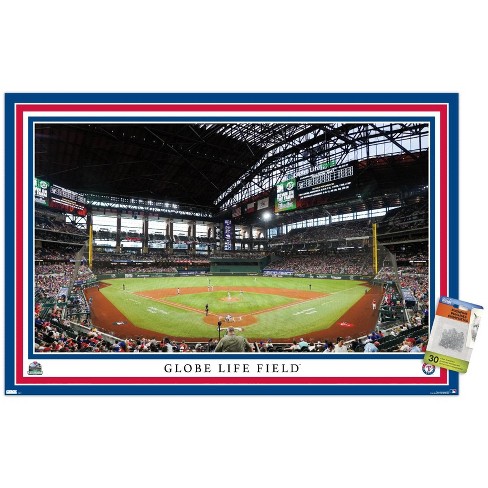 Trends International MLB Texas Rangers - Globe Life Field 22 Unframed Wall  Poster Print Clear Push Pins Bundle 22.375 x 34