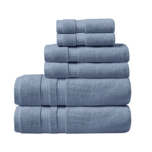 Set of 6 Bath Hand Towels, Decorative White and Blue Chenille Design,  Absorbent Microfiber Hand Towel, Soft, Small Bath Towel with Bowknot for  Kitchen