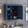 Bathroom Wall Cabinet with 6 Shelves, 35-Inch Wide Mirror Front, Adjustable Storage Space, Blue Finish, Easy Mount Included - 4 of 4