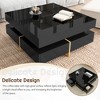 Lirago High Gloss Coffee Table 4 Drawers Multi Storage Square Cocktail Table Wood Grain Legs Living Room Center Table 31.5x31.5 Black Modern - 4 of 4