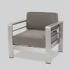 Cape Coral 4pc Aluminum Chat Set - Khaki - Christopher Knight Home: Modern Outdoor Conversation Furniture - 3 of 4