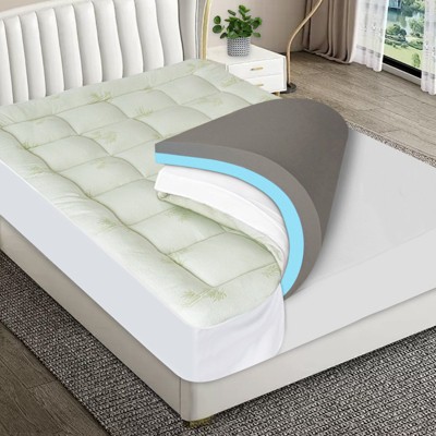 Biloban-Mattress Topper, 3-in-1 Mattress Topper, 4.5" Height, Memory Foam Bamboo Mattress Topper, Dual-Layer Mattress Topper