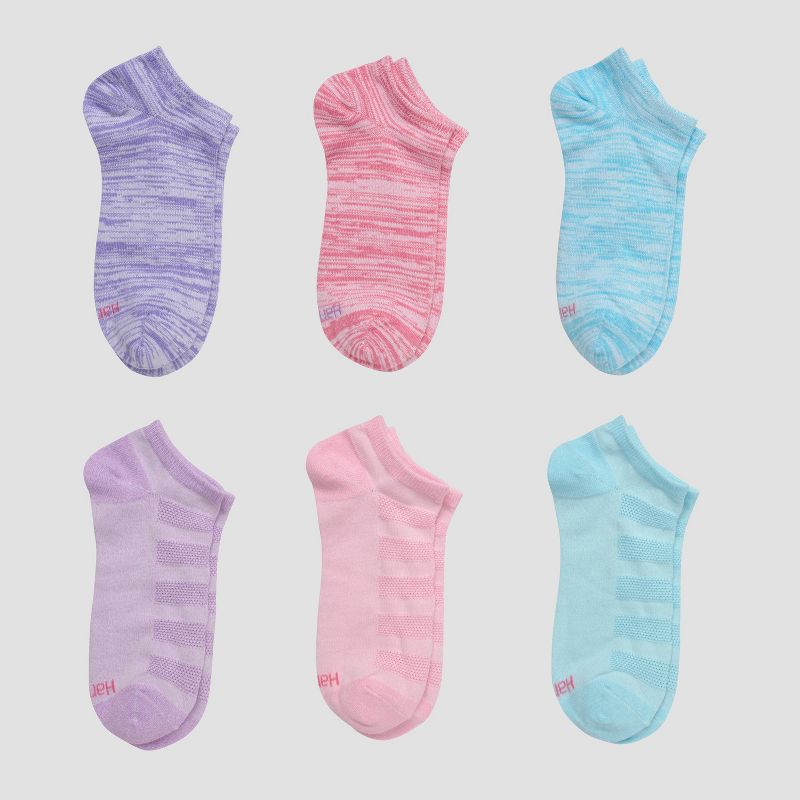 Hanes Premium Girls' 6pk No Show Socks - Colors May Vary, 1 of 5