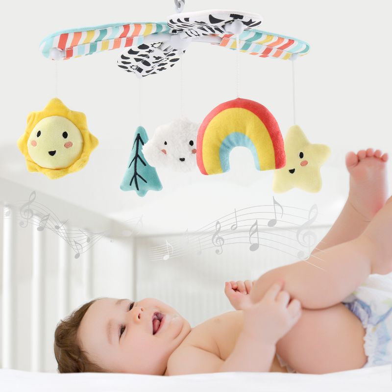 The Peanutshell Blue Look Up High Contrast Musical Crib Mobile for Baby Boys and Girls, 2 of 8
