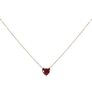 Unique Bargains Women's Birthstone Cubic Zirconia 18K Gold Plated Heart Necklace 17.7" - 1 of 4