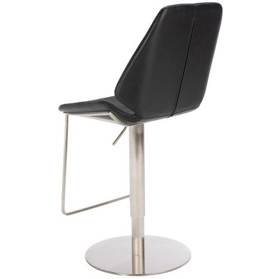 Sleek Saddle-Style 24" Black Leather & Metal Barstool