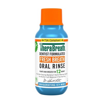 TheraBreath Fresh Breath Mouthwash Alcohol-Free - Icy Mint - Trial Size - 3 fl oz