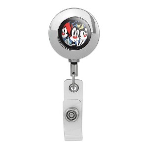 Animaniacs Group Stuck Metal Chrome Badge ID Card Holder Clip - 1 of 3