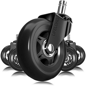 Lifelong Office Chair Caster Wheels for Hardwood Floors and Carpet, Heavy Duty, Universal Fit - 1 of 4