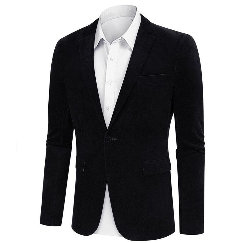 Men's Casual Blazer Corduroy Jacket One Button Sport Blazer Slim Fit Suits Business Vintage Outerwear, 3 of 7