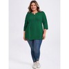 Women's Plus Size Button Decor Pintuck Split Neck 3/4 Sleeve Dressy Casual Blouses - GRACE & GRANDEUR - 2 of 4