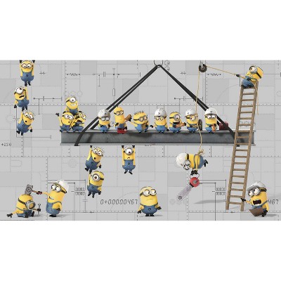 6'x10.5' XL Minions At Work Chair Rail Prepasted Mural Ultra Strippable - RoomMates