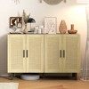 Boho Kitchen Cabinet, Buffet Cabinet with 4 Rattan Doors and Adjustable Shelves for Dining Room - 2 of 4
