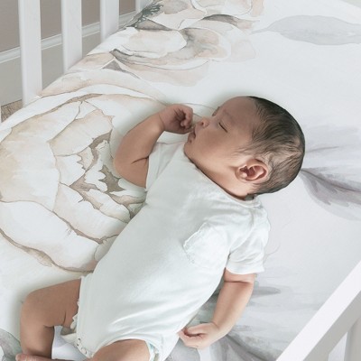 Gray Floral Organic Cotton Toddler Crib Sheet