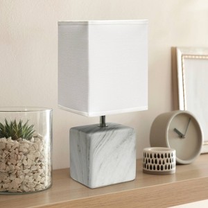 Petite Marbled Ceramic Table Lamp with Fabric Shade - Simple Designs - 1 of 4