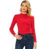 INSPIRE CHIC Women's Long Sleeve High Neck Ruched Front Fitted Blouse - 2 of 4