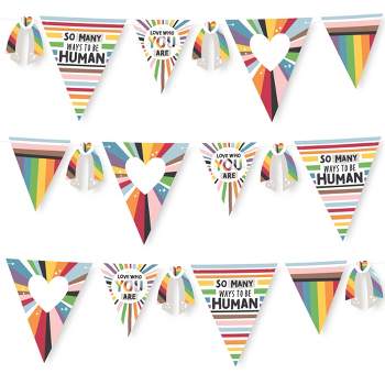 Big Dot of Happiness So Many Ways to Be Human - DIY Pride Party Pennant Garland Decoration - Triangle Banner - 30 Pieces