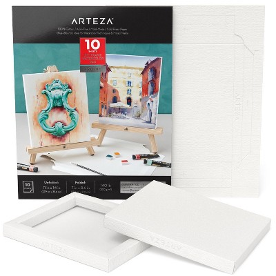 Arteza Watercolor Paper Pad, White DIY Frame, Bleed-Proof Paper, 11"x14", DIY Ready-to-Hang Artwork Kit - 10 Sheets (ARTZ-2015)