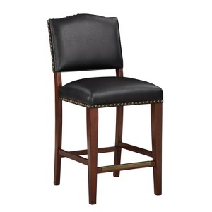 Comfort Pointe Denver Counter Height Barstool Brown: Upholstered, Nailhead Trim, Wood Legs, Foam Fill - 1 of 4