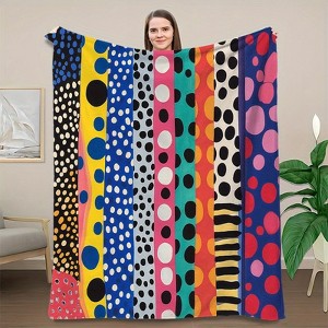 1pc Creative Striped Graphic Print Flannel Blanket, Aesthetic Comfort Warm Nap Blanket, Home Decoration, Christmas Gift. - 1 of 4