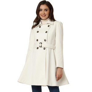INSPIRE CHIC Women's Winter Overcoat Turn Down Collar Belted Double Breasted Long Coat - 1 of 4
