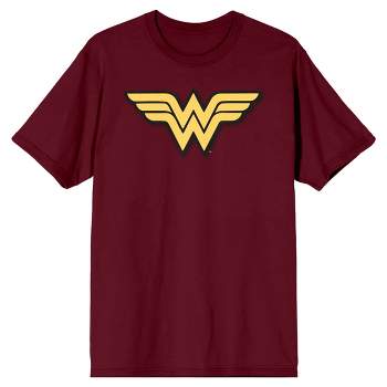 Wonder Woman Yellow Comic Logo Men's Cardinal Red Graphic Tee