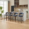 SEYNAR PU Leather 360 Degree Swivel Open Back Bar Stools Wood Legs Set of 4 - 2 of 4