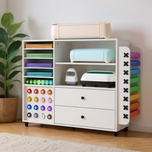 42'' Cricut Cart Storage Organizer with 24 Vinyl Roll Holder and 2 Large Drawers - 1 of 4