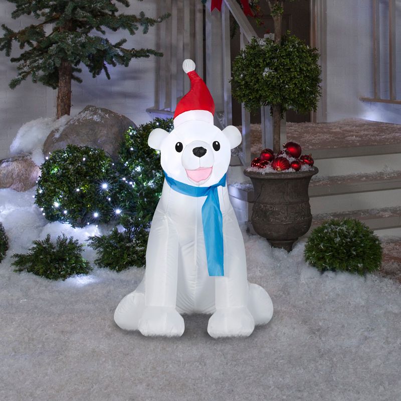 Gemmy Christmas Airblown Inflatable Polar Bear, 3.5 ft Tall, Multi, 2 of 3