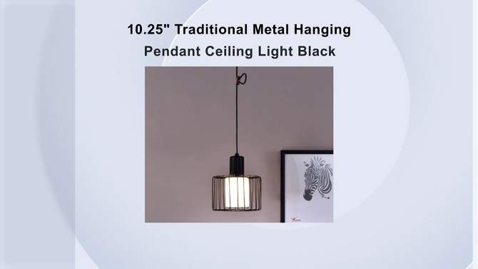 10.25&#34; Traditional Metal Hanging Pendant Ceiling Light Black - Ore International, 2 of 5, play video
