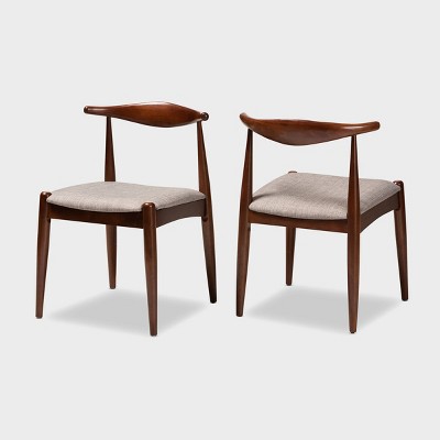 Set of 2 Aeron Wood Dining Chair Walnut - Baxton Studio