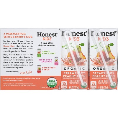 Honest Kids Organic Strawberry Peach Keen Juice Drink - 8pk/6 fl oz Boxes