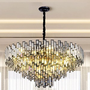 38.5” 26-Light 5-Tier Black Round K9 Crystal Chandelier - 1 of 4