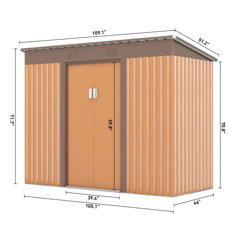Isabel 4.2 x 9.1 Ft Metal Storage Box, Patio Tool Shed with Lockable Doors Vents, Outdoor Furniture - Maison Boucle, 4 of 8